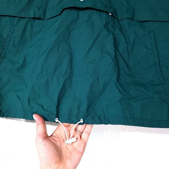 NEW Zara 90s Oversized Nylon Windbreaker Hoodie Quarter Zip Jacket in Teal Small - Picture 5 of 12